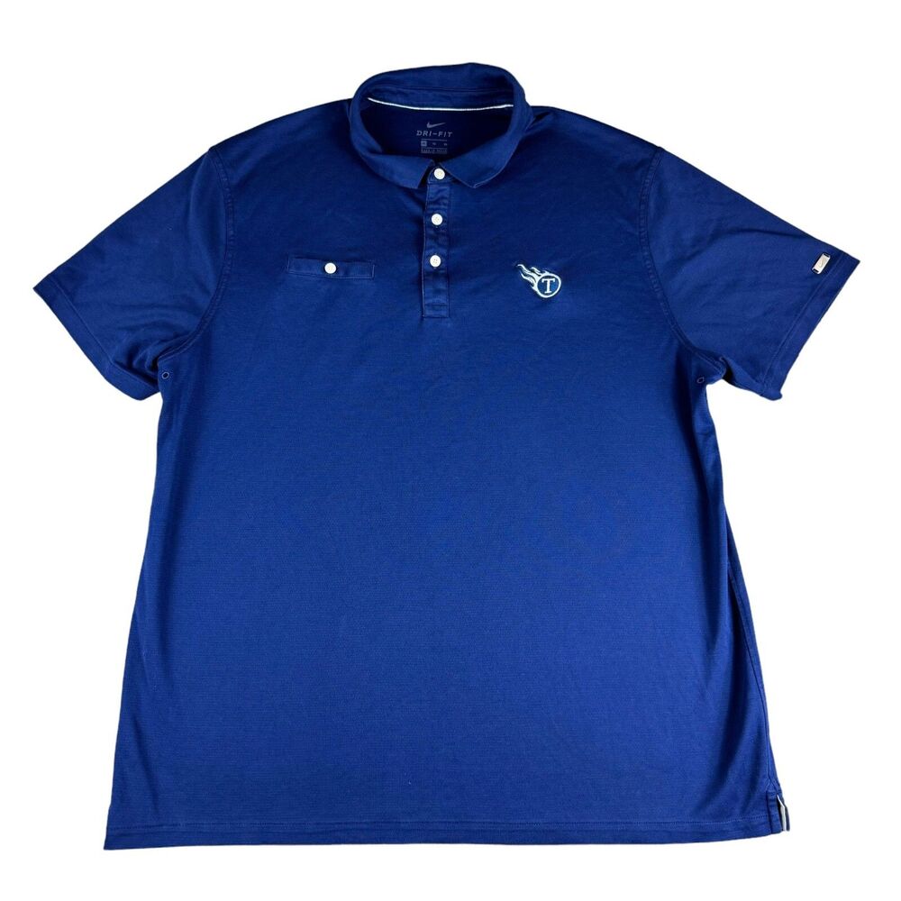 Tennessee Titans Polo Shirt Mens Extra Large Blue Nike Short Sleeve NFL Dri-Fit